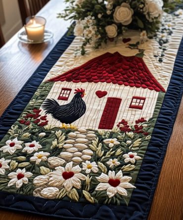 Feather Path Quilted Table Runner