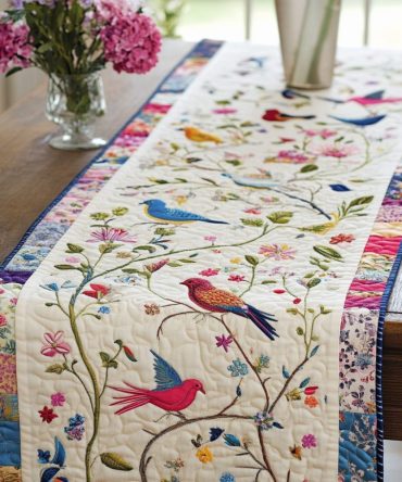 Feathered Friends Quilted Table Runner