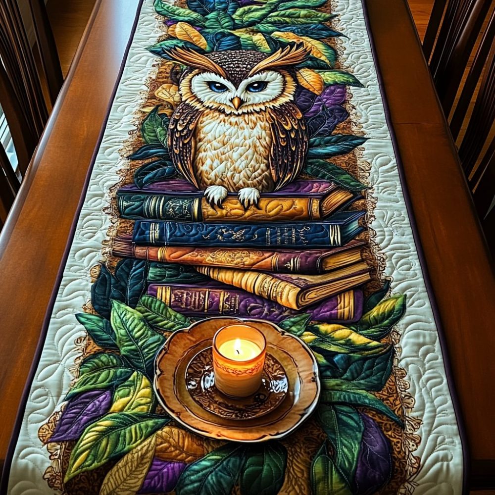 Feathered Scholar Quilted Table Runner