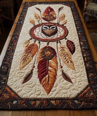 Feathered Vision Quilted Table Runner