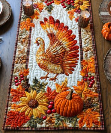 Feathers Of Fall Quilted Table Runner