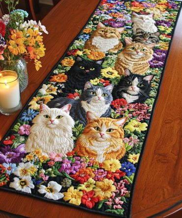 Feline Fiesta Quilted Table Runner
