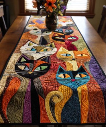 Feline Frolic Quilted Table Runner