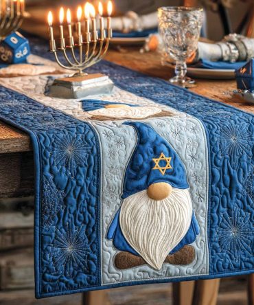 Festival Of Lights Gnome Quilted Table Runner