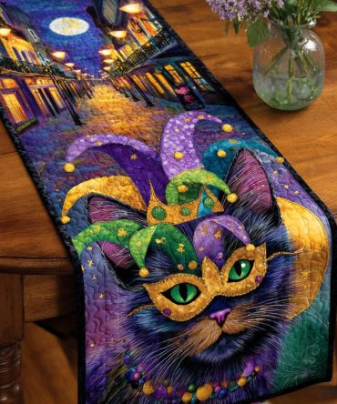 Festive Cat Quilted Table Runner