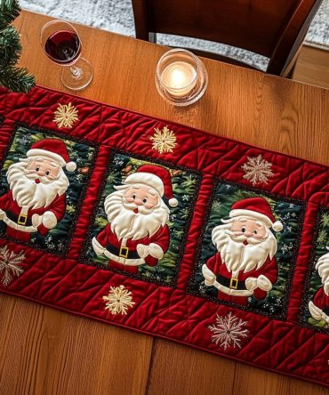 Festive Claus Quilted Table Runner