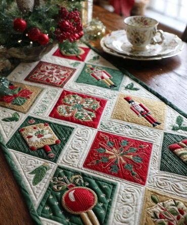 Festive Drumbeat Quilted Table Runner