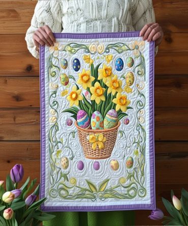 Festive Floral Eggscape Quilted Table Runner