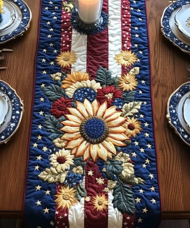 Festive Floral Quilted Table Runner
