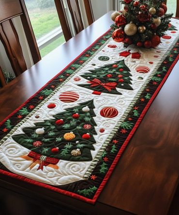 Festive Forest Lane Quilted Table Runner