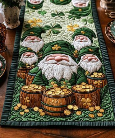 Festive Green Quilted Table Runner