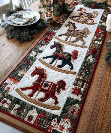 Festive Horses Quilted Table Runner