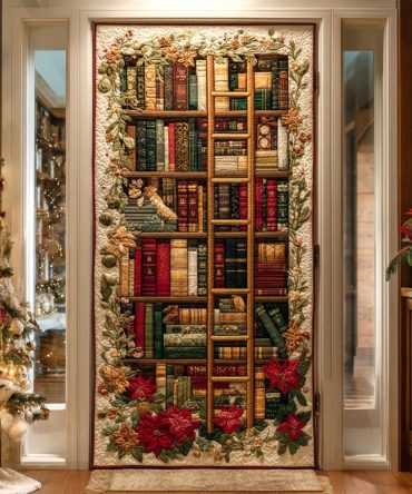 Festive Library Quilted Door Cover