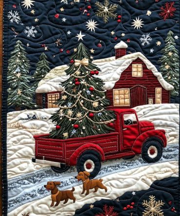 Festive Paws And Wheels Quilted Table Runner