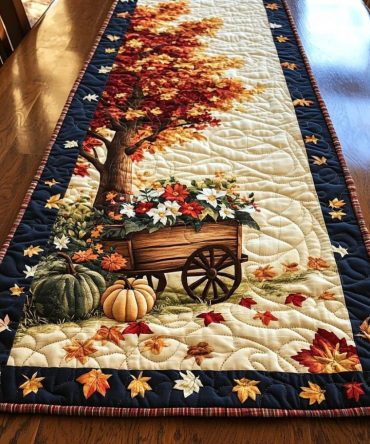 Festive Pumpkin Quilted Table Runner