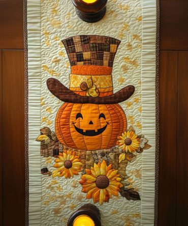 Festive Pumpkin Quilted Table Runner