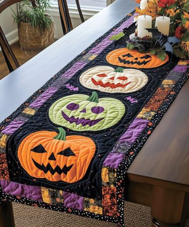Festive Pumpkin Quilted Table Runner