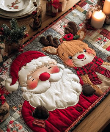 Festive Red Nose Quilted Table Runner