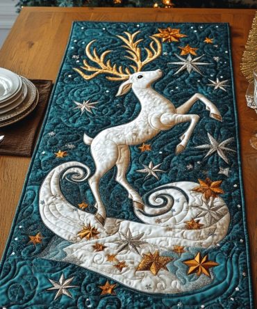 Festive Reindeer Delight Quilted Table Runner