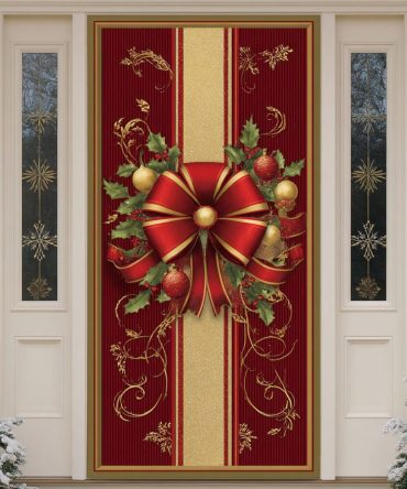 Festive Ribbon Quilted Door Cover