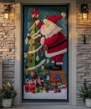 Festive Santa Delight Quilted Door Cover