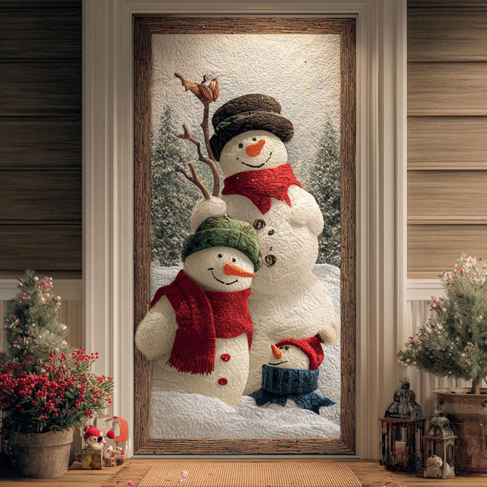 Festive Snow Stack Quilted Door Cover