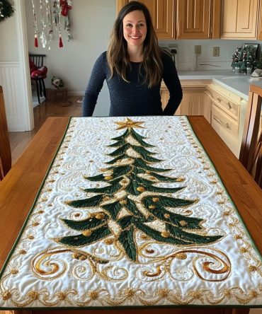 Festive Tree Quilted Table Runner
