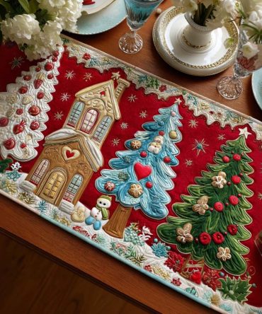 Festive Trees Quilted Table Runner