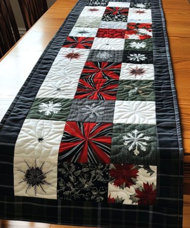 Festive Winter Wonderland Quilted Table Runner