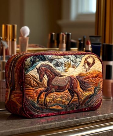 Fire Horse Quilted Makeup Bag