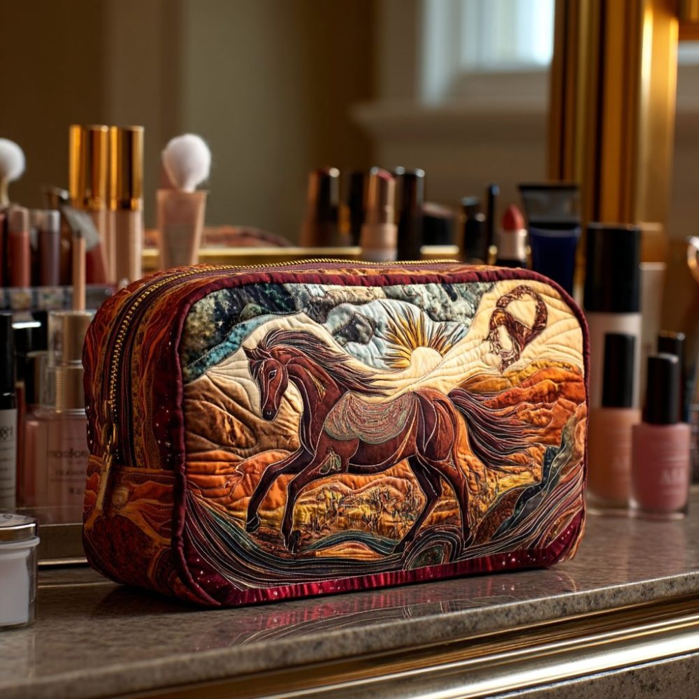 Fire Horse Quilted Makeup Bag