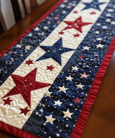 Firecracker Stars Quilted Table Runner