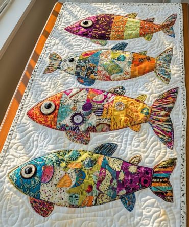 Fish Life Quilted Table Runner