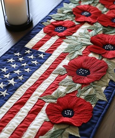Flag Bloom Quilted Table Runner