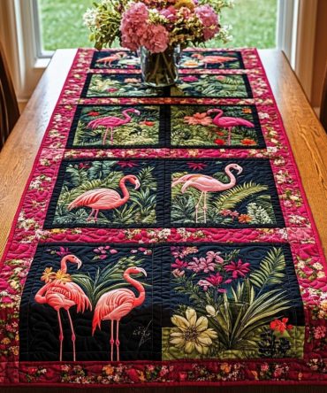 Flamingo Charm Quilted Table Runner