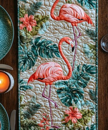 Flamingo Chill Quilted Table Runner