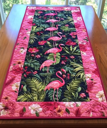 Flamingo Garden Quilted Table Runner