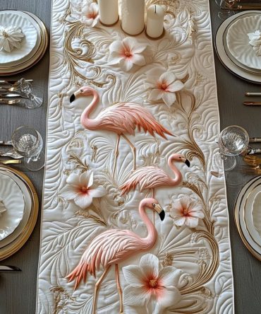 Flamingo Glow Quilted Table Runner