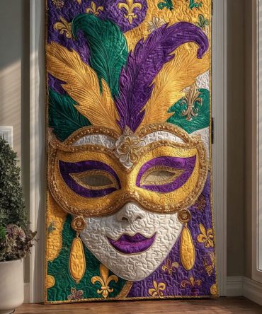 Fleur De Masque Quilted Door Cover