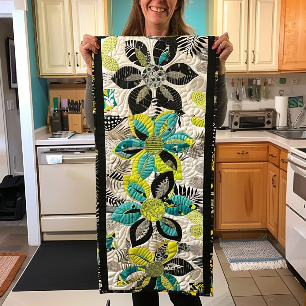 Floral Harmony Quilted Table Runner