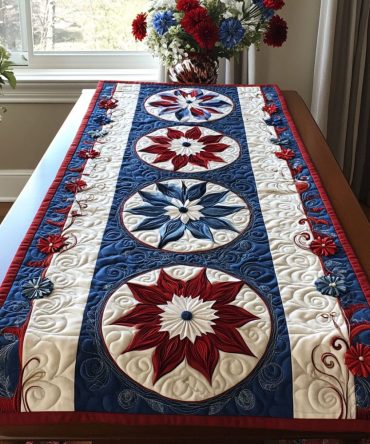 Floral Americana Quilted Table Runner