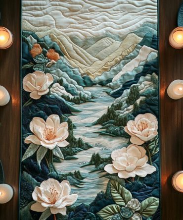 Floral Cascade Quilted Table Runner