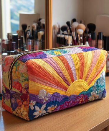 Floral Dawn Quilted Makeup Bag