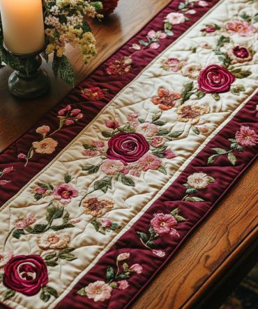 Floral Delight Quilted Table Runner