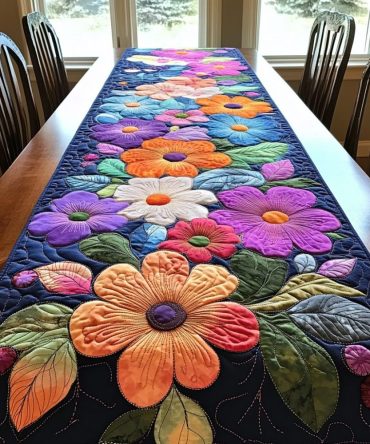Floral Elegance Quilted Table Runner
