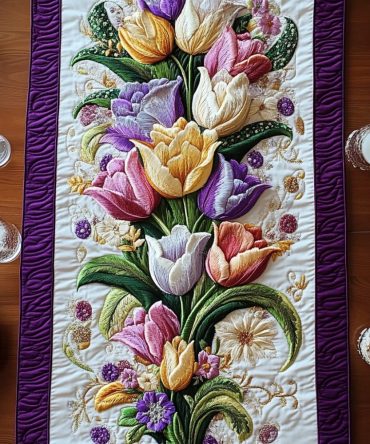 Floral Elegance Quilted Table Runner