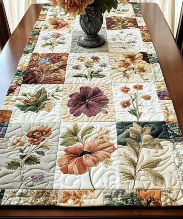 Floral Elegance Quilted Table Runner