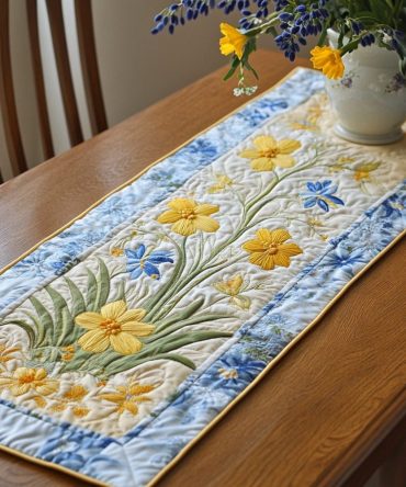 Floral Elegance Quilted Table Runner