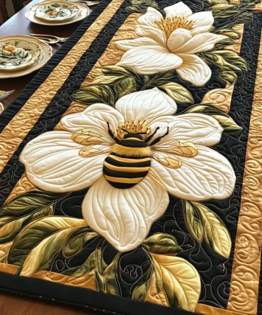Floral Flight Elegance Quilted Table Runner