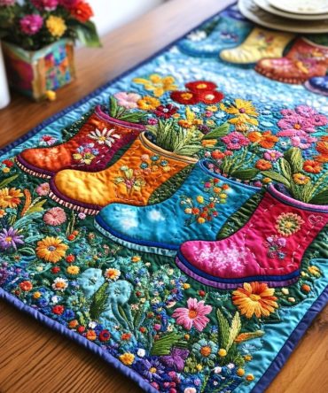 Floral Footprints Quilted Table Runner
